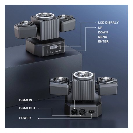 LED-schijnwerper met bewegend kop 50W RGBW, laser en DMX512 (19CH)