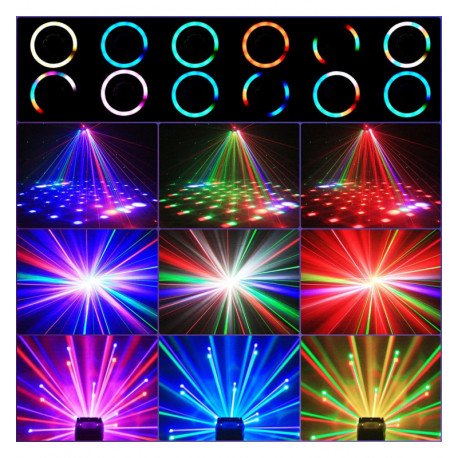 Proyector LED Cabeza Móvil 50W RGBW con láser DMX512 19CH