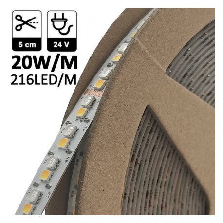 Tira LED 24V RGB+CCT 10m IP20 para decoración interior