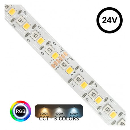 Tira LED 24V RGB+CCT 10m IP20 para decoración interior
