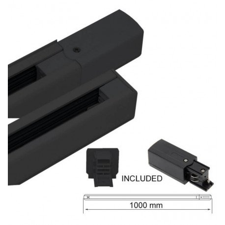 Trifasisch led-rail versterkt 1 meter zwart voor etalages