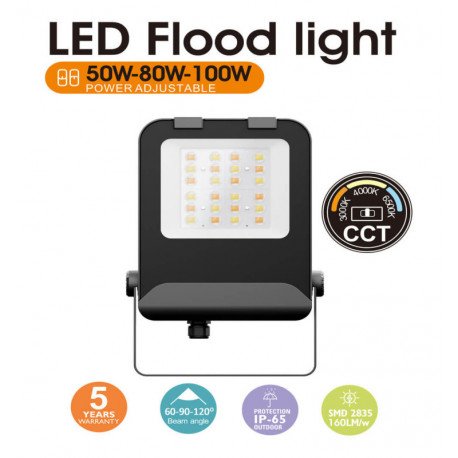 Proyector LED 100W exterior 3CCT IP65 160Lm/W MAXLITE