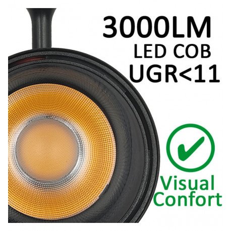 Ledschijnwerper 30W 1-fase carril PARIS zwart 24° UGR11