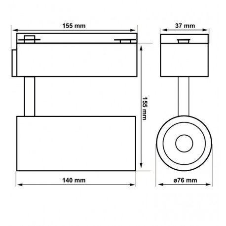 Ledschijnwerper 30W 1-fase carril PARIS zwart 24° UGR11