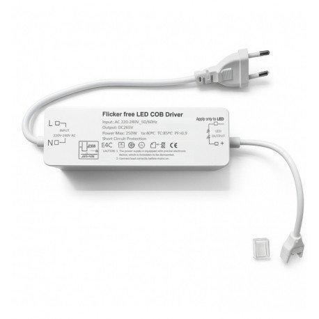 Flicker Free 220V-voeding voor ledstrip COB 10 mm tot 250 W