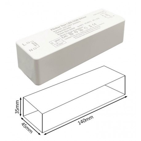 Fuente alimentación Flicker Free 220V para Tira LED COB 10mm 250W
