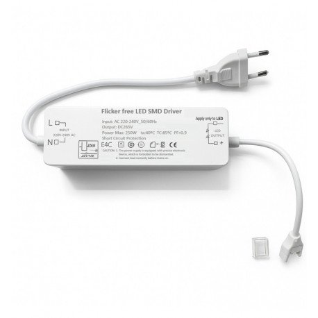 Flicker Free voeding 220V voor ledstrip 10mm 250W