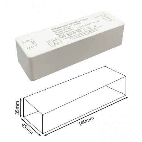 Flicker Free voeding 220V voor ledstrip 10mm 250W