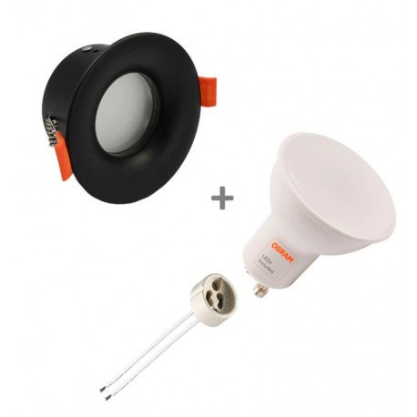 Downlight LED 6W empotrable circular negro IP65 para baño