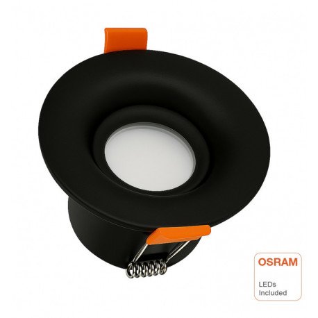 Ronde inbouw downlight led 6W zwart IP65 voor badkamer