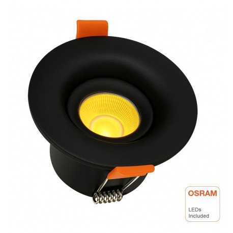 Downlight LED 6W empotrable circular negro IP65 para baño