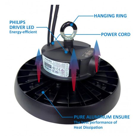 LED industrial UFO-high-bay 120W/100W/80W 3CCT 1-10V Philips