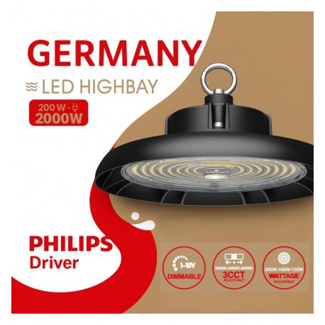 LED High Bay UFO 200W-160W-120W 3CCT 1-10V Philips Xitanium