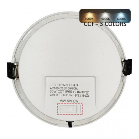 Downlight LED 40W inbouw dimbaar IP65 3CCT CRI+92