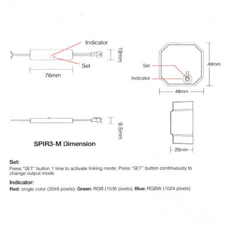 LED-strip 24V RGBIC digitaal COB 9W/m 5m met SPI-controller