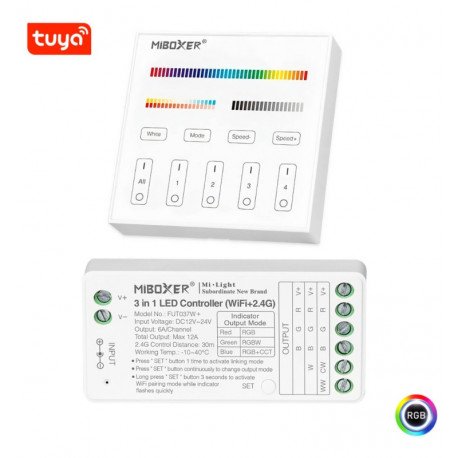 Controladora LED WiFi 3 en 1 RGB RGBW RGB+CCT 2,4GHz