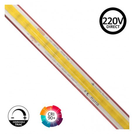Tira LED COB 220V 20W/m IP67, 1600Lm/m, corte 10cm