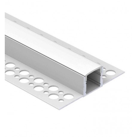 Perfil aluminio enrasado para tiras LED en pladur/yeso, 2 m