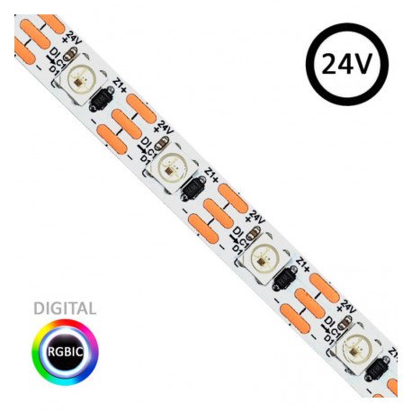 LED-strip 24V RGBIC digitaal 5m 60LED/m, knipafstand 1,7 cm