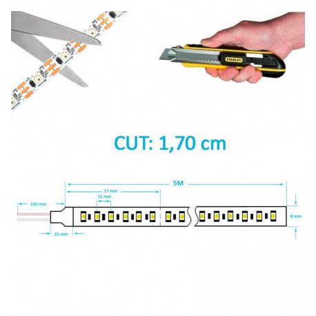 Tira LED 24V RGBIC digital 5m 60LED/m corte 1,7cm