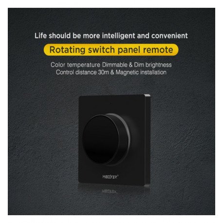 Panel control remoto RF 2.4GHz LED monocolor y CCT negro