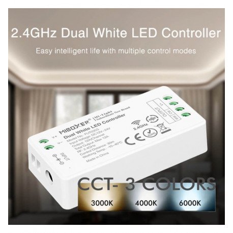 Controladora LED 2 en 1 monocolor + CCT RF 2.4GHz 12-24V