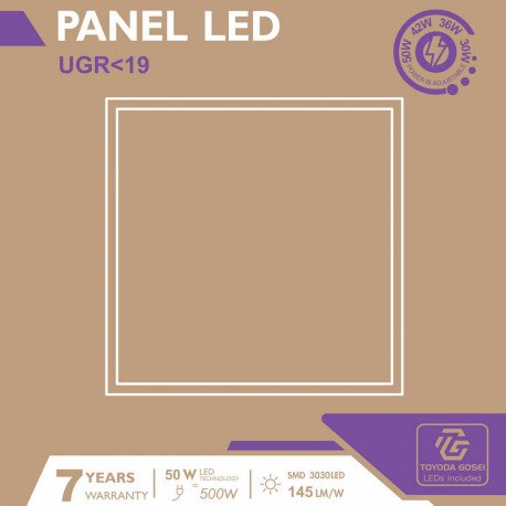 LED-paneel 60x60 50W hoog rendement UGR19 7 jaar garantie