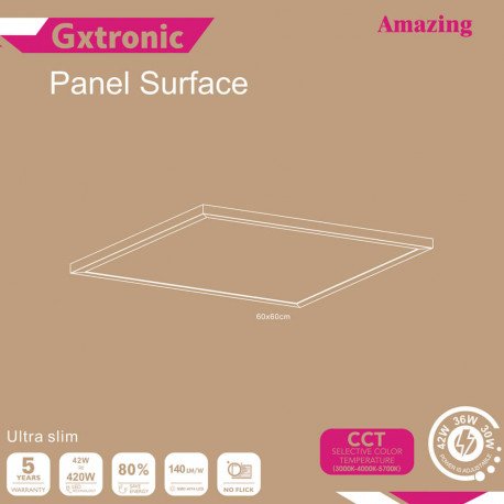 Panel LED Superficie 60x60 42W 3CCT Ultra Slim 22mm GXtronic