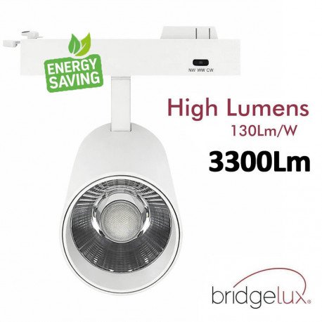 LED-spot 30W BRAGA voor monofasige rail 3CCT CRI+90 40°