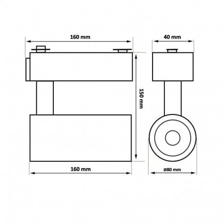 LED-spot 30W BRAGA voor monofasige rail 3CCT CRI+90 40°