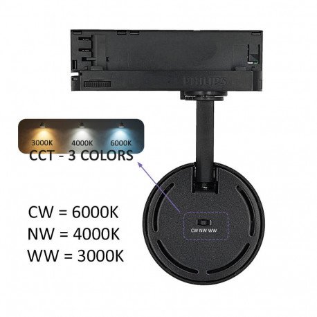 Led-schijnwerper 40W voor driefase rail 3CCT UGR13 24°-60° zwart
