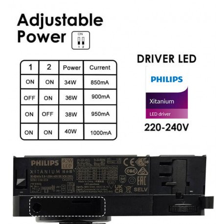 Led-schijnwerper 40W voor driefase rail 3CCT UGR13 24°-60° zwart