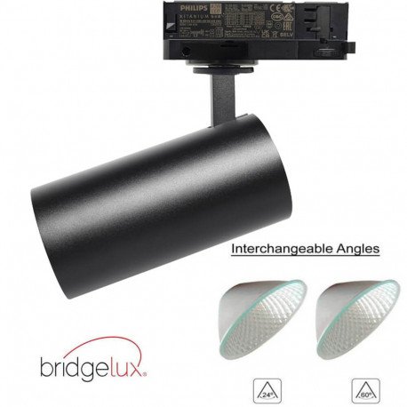 Led-schijnwerper 40W voor driefase rail 3CCT UGR13 24°-60° zwart