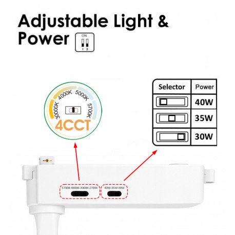 Led schijnwerper voor 1-fase rail PARMA 30-40W 4CCT 24° wit