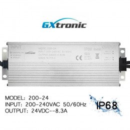 Waterdichte voeding 24V 200W IP68 GXtronic met 2 uitgangen