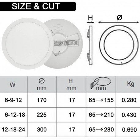 Downlight LED circular 6W-12W-18W 3CCT IP44 NEW MOSS SLIM