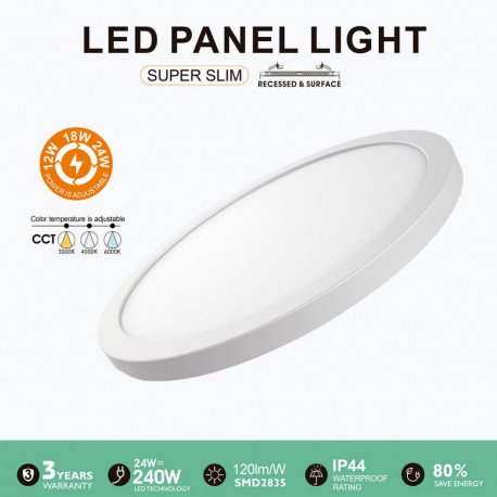 LED Downlight Circular 3CCT 12W-18W-24W IP44 NEW MOSS SLIM