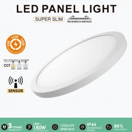 Downlight LED circular 6W-12W-18W con sensor radar IP44 3CCT