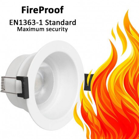 Inbouw downlight led 8W brandwerend TRIAC 3CCT IP65 36° wit