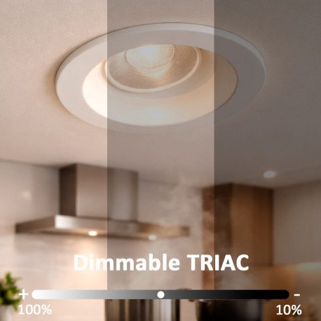 Inbouw downlight led 8W brandwerend TRIAC 3CCT IP65 36° wit