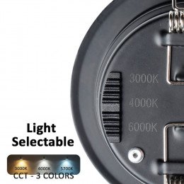 Downlight LED 8W ignífugo regulable TRIAC 3CCT IP65 36º negro