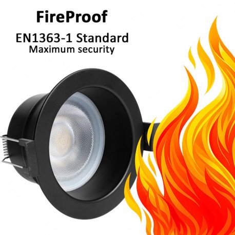 LED Downlight 8W Fireproof TRIAC 3CCT IP65 36° Black