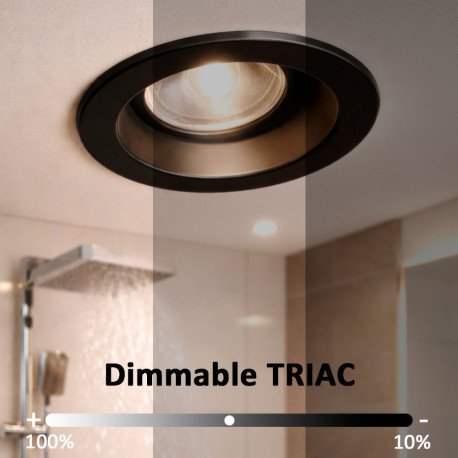 LED Downlight 8W Fireproof TRIAC 3CCT IP65 36° Black