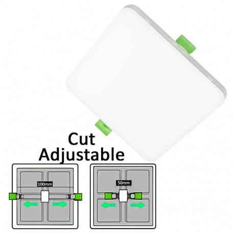 Vierkante downlight led frameless 4CCT 6/9/12W instelbaar 50-100mm wit
