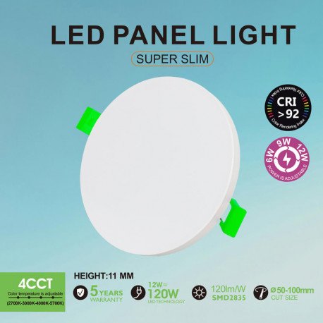 Downlight LED circulair 6/9/12W 4CCT dimbaar 50-100mm CRI92