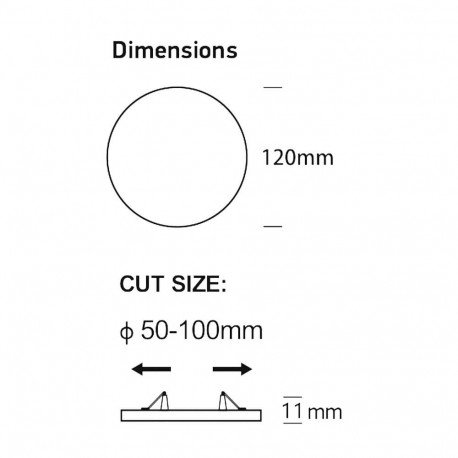 Downlight LED Circular 6/9/12W 4CCT ajustable 50-100mm CRI92