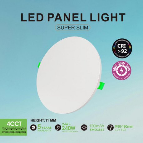 Downlight LED circular 4CCT 16/20/24W ajustable blanco CRI92