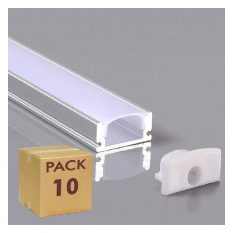 Perfil aluminio 2 m superficie para tiras LED 17x7,8 mm U