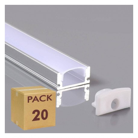 Perfil aluminio 2 m superficie para tiras LED 17x7,8 mm U