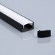 Black Surface-Mount LED Strip Aluminum Channel U, 2 m